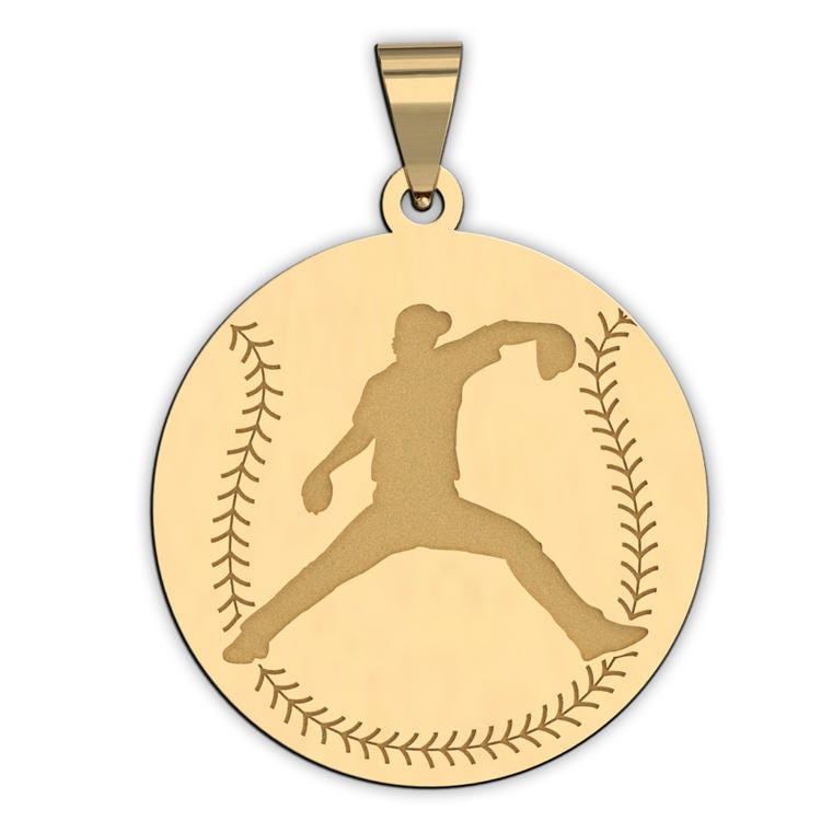 Baseball w/ Pitcher Silhouette Medal