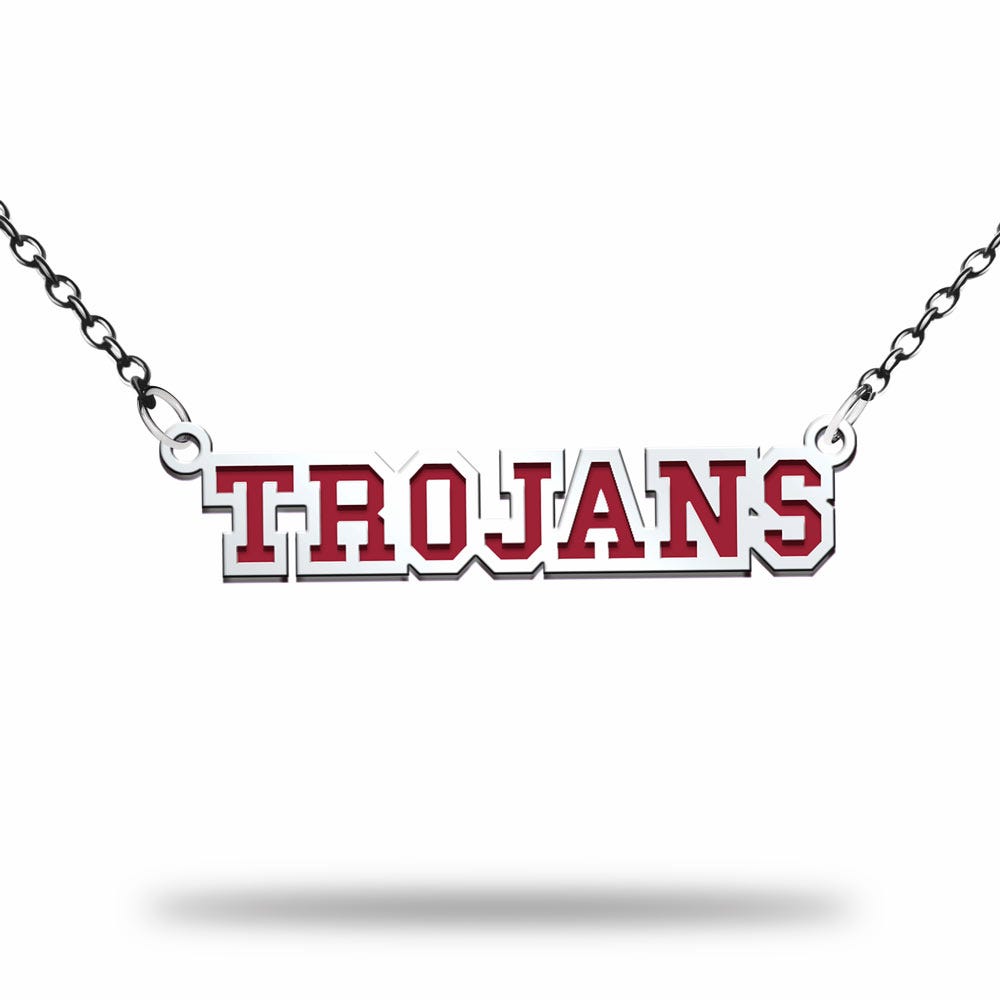 Usc Color Enamel Block Trojan Necklace