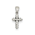 Sterling Silver Cz Clustered Cross Pendant