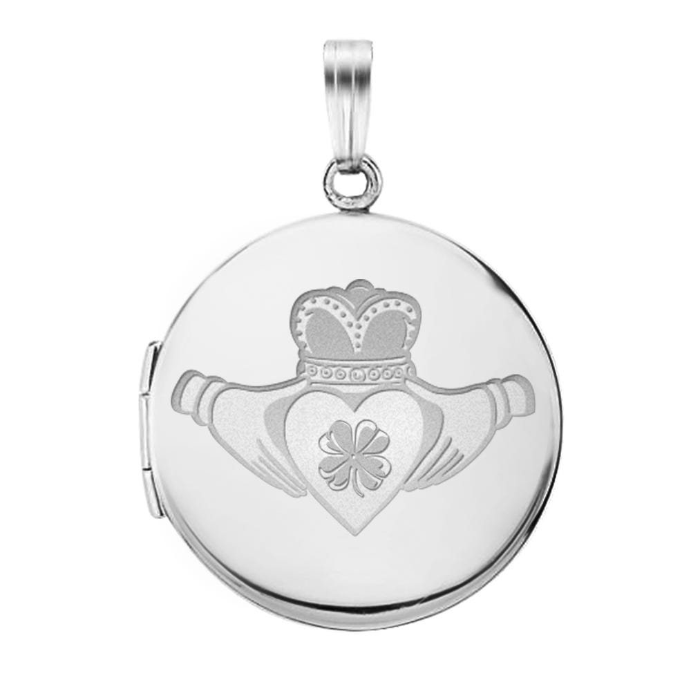 Round Claddagh With Clover Locket