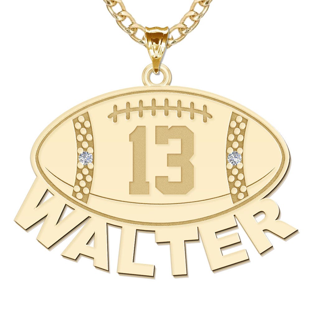 Custom Football Charm or Pendant with Name & Number and 2 Czs
