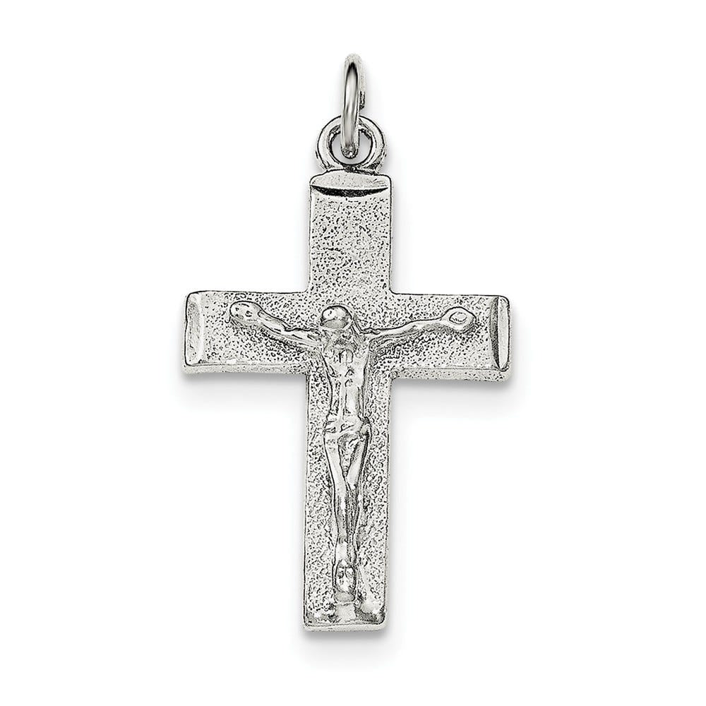 Sterling Silver Squared Cross Crucifix Pendant