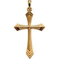 14K Yellow Gold Tapered Textured Cross Pendant