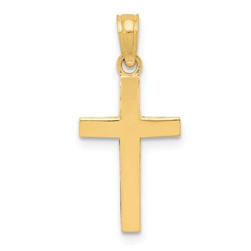 14K Beveled Cross Charm
