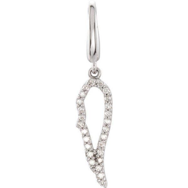 14K White Gold Diamond Angel Wing Charm