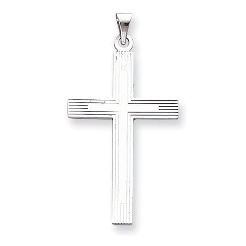 14K White Gold Solid Cross Pendant