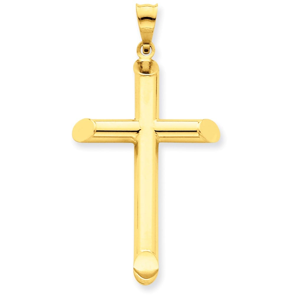 14K 3-D Polished Hollow Cross Pendant