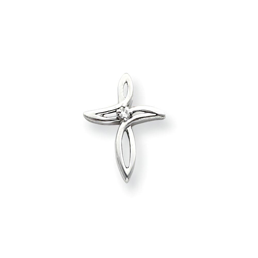 14K White Gold Diamond Cross Pendant