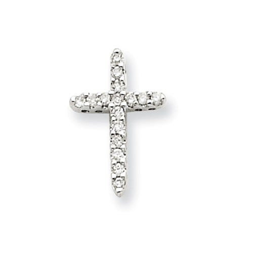 14K White Gold Diamond Cross Pendant