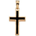 Solid 14K Gold Cross With Black Epoxy