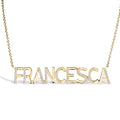 Block Name Necklace with Diamonds