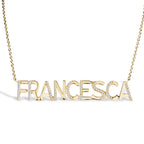 Block Name Necklace with Diamonds