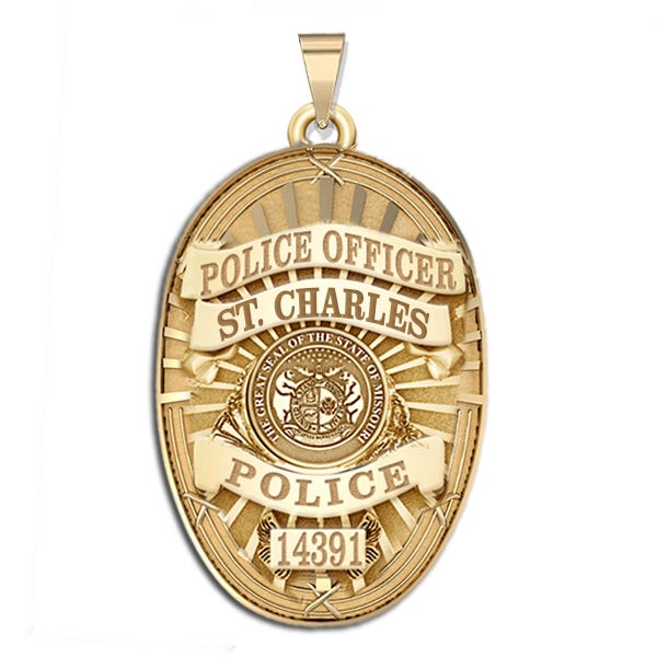 Personalized Oval Shape Missouri Police Badge with Your Rank, Number & Department