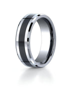 Cobalt Chrome & Black Ceramic Comfort Fit Approx. 0.28 Inch Wedding Band