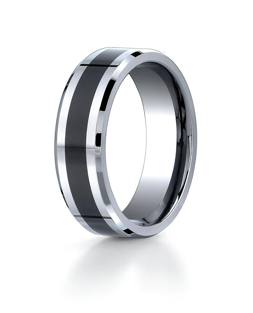 Cobalt Chrome & Black Ceramic Comfort Fit Approx. 0.28 Inch Wedding Band