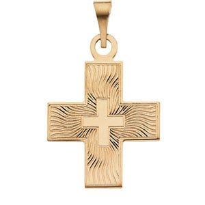 14K Yellow Gold Greek Cross Pendant