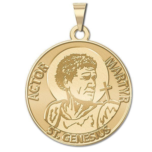 Saint Genesius Round Religious Medal (Actor / Martyr)
