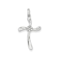 14K White Gold Diamond Swirl Cross Pendant