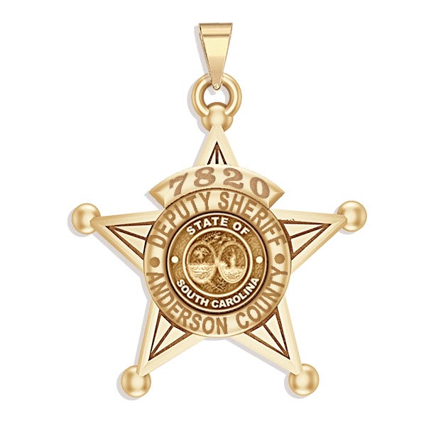 Personalized 5-Point Star South Carolina Sheriff Badge with Rank, Number & Dept.