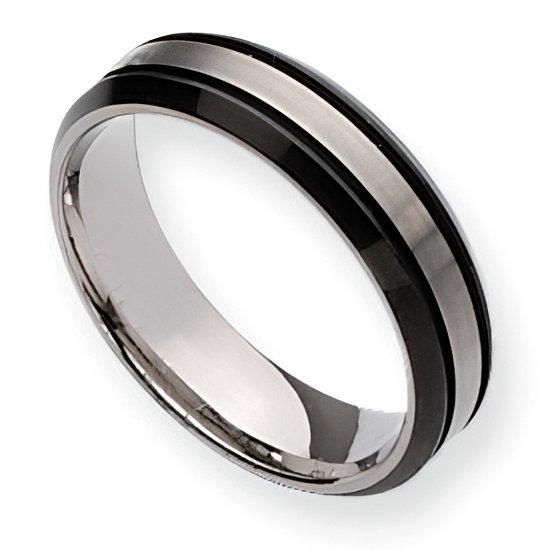 Titanium Two-Tone Grooved Approx. 0.24 Inch Brushed and Polished Wedding Band