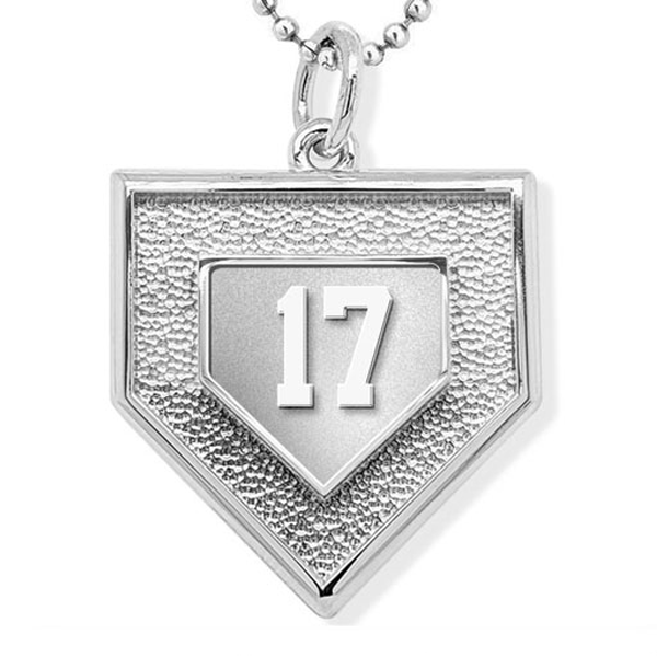 Personalized 3D Baseball Home Plate Pendant with Number