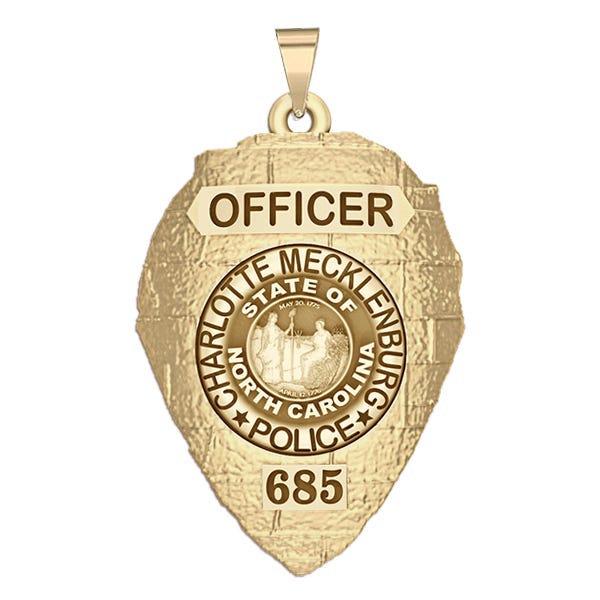 Personalized Charlotte-Mecklenburg North Carolina Police Badge with Rank and Number