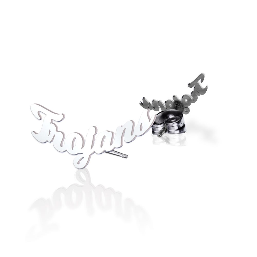 Pair of Usc Trojan Script Earrings