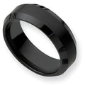 Ceramic Black Approx. 0.31 Inch Beveled Edge Brushed and Polished Band
