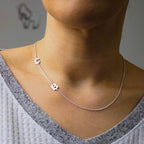 Sideways Initial Name Necklace with Rolo Chain