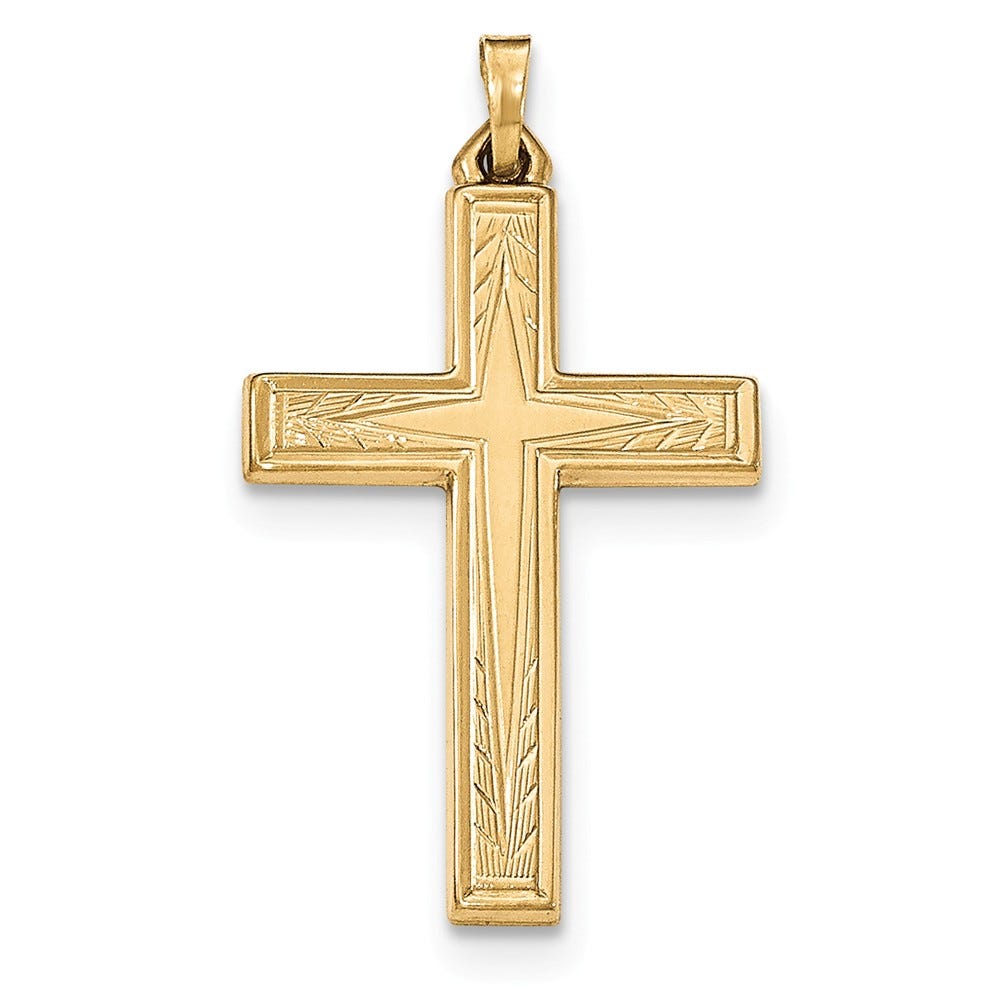 14K Yellow Gold Brushed And Polished Latin Cross