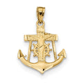 14K Yellow Gold Anchor With Crucifix Pendant