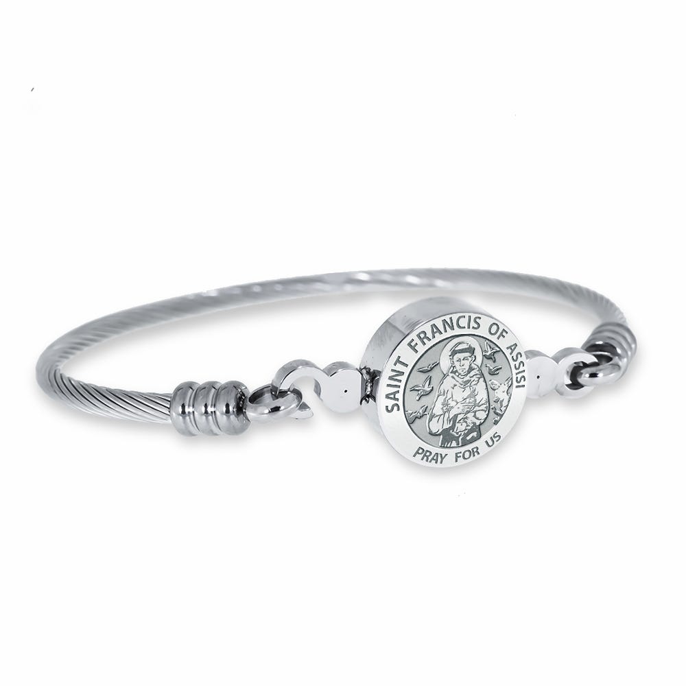 Saint Francis Of Assisi Bangle Bracelet