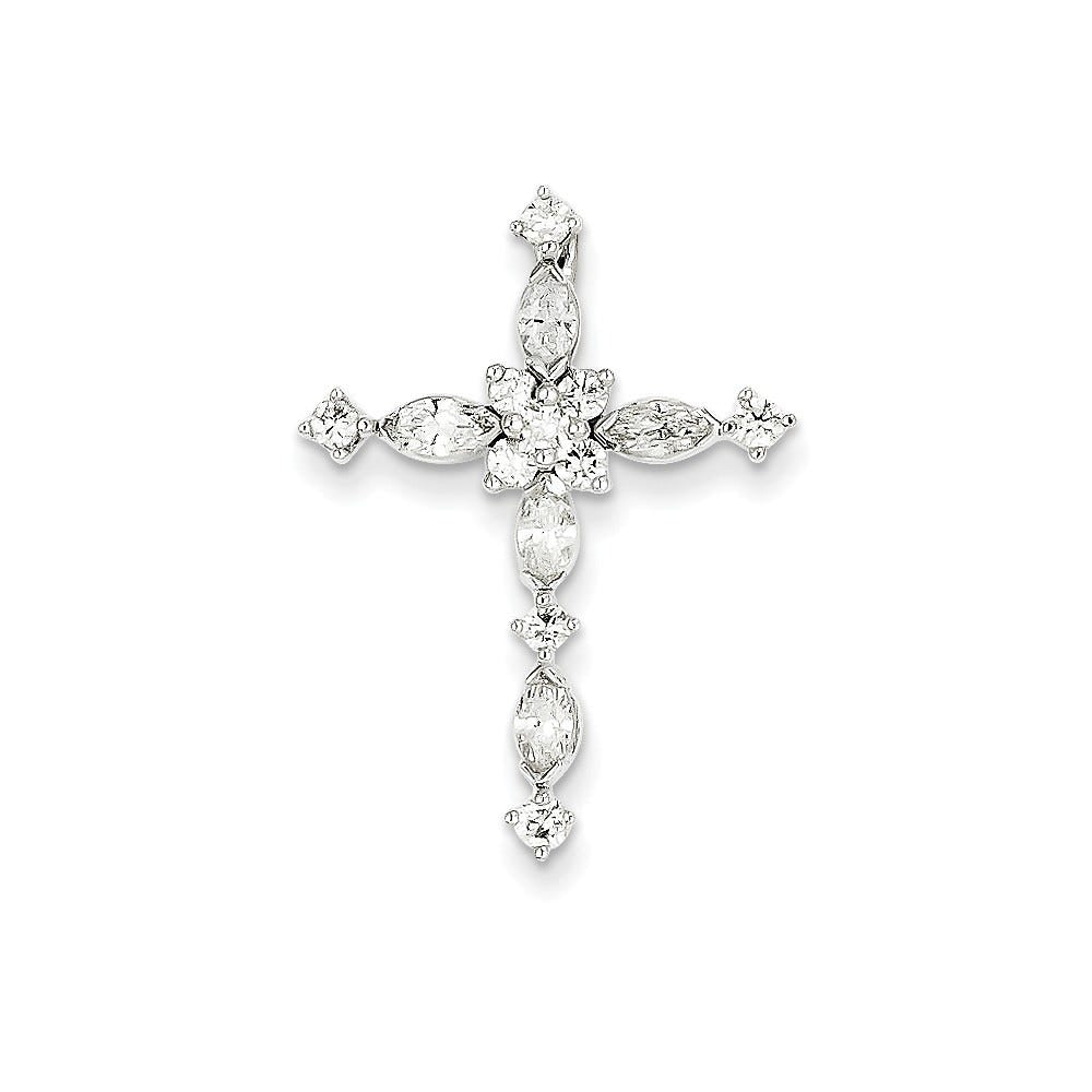 14K White Gold Diamond Marquise Cross Pendant