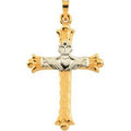 Two Tone Gold Claddagh Cross Pendant