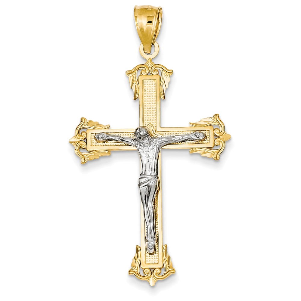 Two-Tone Ornate-Terminals Crucifix Pendant