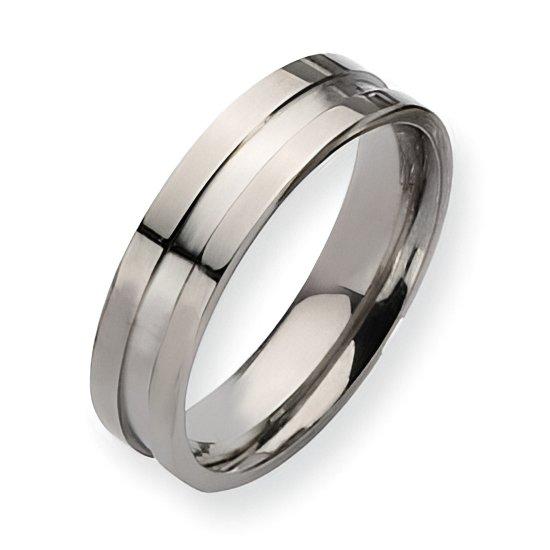 Titanium Grooved Approx. 0.24 Inch Polished Wedding Band