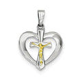 Heart With Vermeil Crucifix Pendant