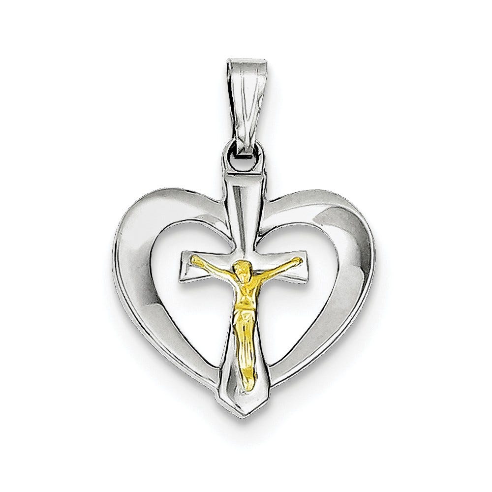 Heart With Vermeil Crucifix Pendant