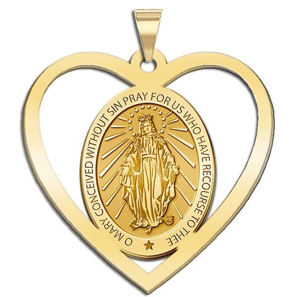 Miraculous Medal Heart Shaped Cut-Out