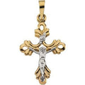 Two-Tone Openwork Scrolls Crucifix Pendant
