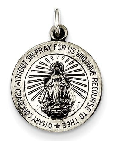 Antiqued Petite Round Miraculous Medal