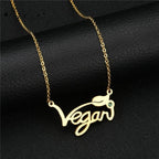 Vegan Necklace with Emerald & 18 Inch Chain