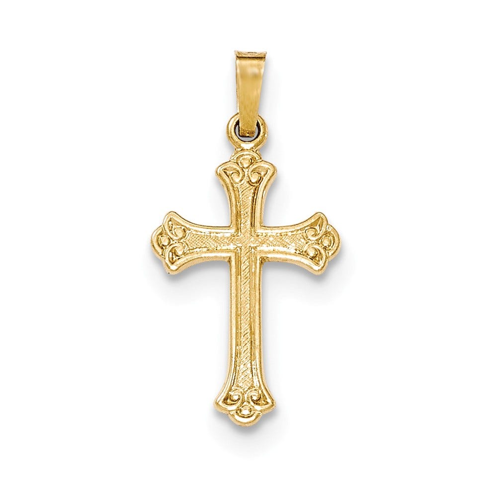 14K Gold Fleur-De-Lis Cross Pendant