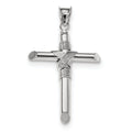 14K White Gold Polished Tube Cross Pendant