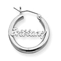 Sterling Silver Polished and Diamond-Cut Name Script Nickel-Sized Hoop Earrings