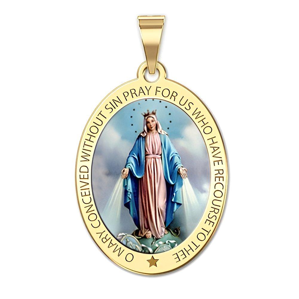 Miraculous Medal Color Oval Pendant