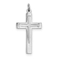 Rhodium Plated Satin And Polished Cross Pendant