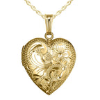 14K Gold Floral Heart Photo Locket