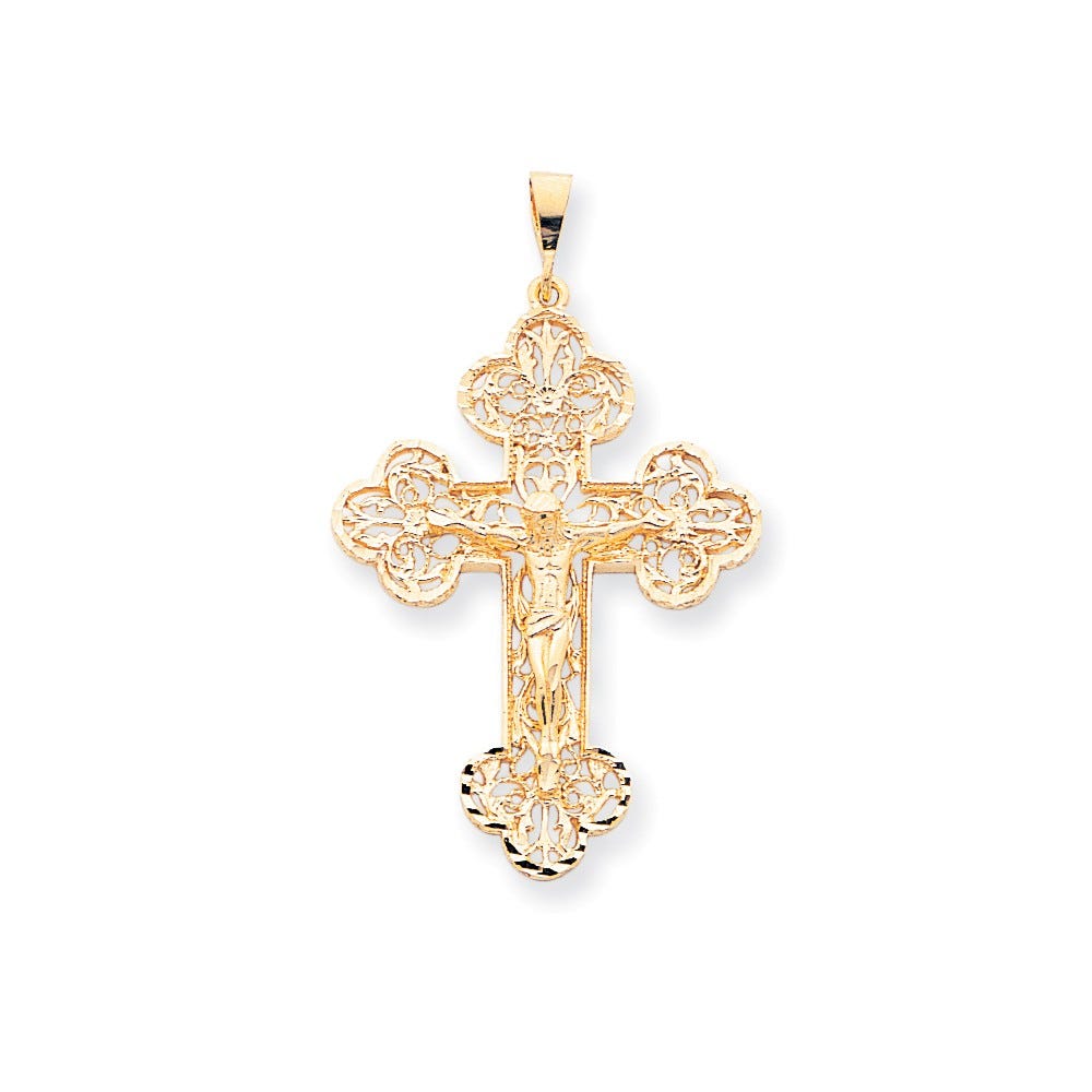 10K Openwork Clover-Ended Crucifix Charm
