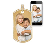 Photo Engraved Diamond Trimmed Dog Tag